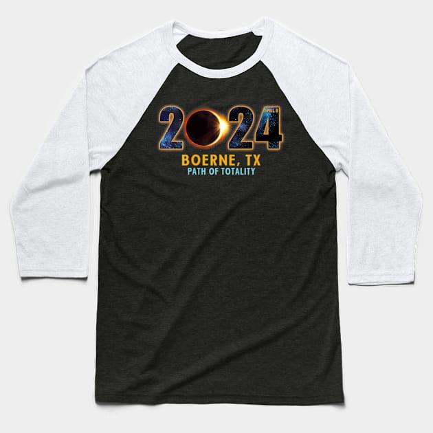 Wos Boerne Texas Total Solar Eclipse 2024 Baseball T-Shirt by SanJKaka